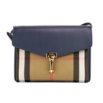 Burberry Macken Small House Check Derby Grainy Leather Messenger Crossbody Handbag // Ink Blue