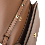 Hampshire Small Tan Embossed Logo Smooth Leather Crossbody Handbag