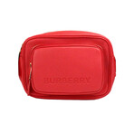 Small Branded Bright Red Grainy Leather Camera Crossbody Handbag