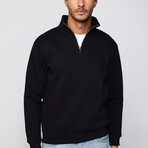 Quarter Zip Up Sweatshirt // Black (M)