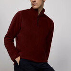 Flannel Quarter Zip Up Sweatshirt // Burgundy (M)