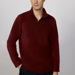 Flannel Quarter Zip Up Sweatshirt // Burgundy (M)