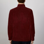 Flannel Quarter Zip Up Sweatshirt // Burgundy (M)