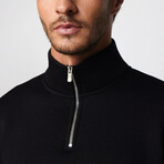 Quarter Zip Up Sweatshirt // Black (XS)