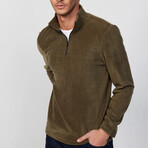 Flannel Quarter Zip Up Sweatshirt // Green (L)