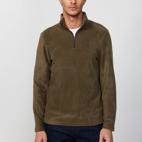 Flannel Quarter Zip Up Sweatshirt // Green (XS)
