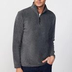 Flannel Quarter Zip Up Sweatshirt // Gray (S)