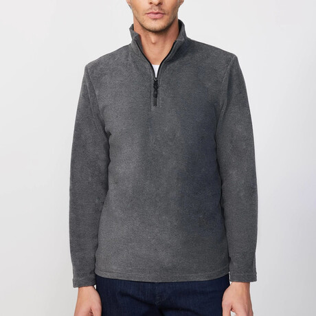 Flannel Quarter Zip Up Sweatshirt // Gray (XS)