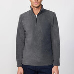 Flannel Quarter Zip Up Sweatshirt // Gray (S)