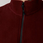 Flannel Quarter Zip Up Sweatshirt // Burgundy (M)