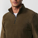 Flannel Quarter Zip Up Sweatshirt // Green (L)