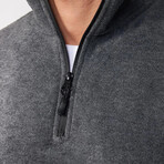 Flannel Quarter Zip Up Sweatshirt // Gray (S)