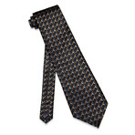 Handmade Silk Tie //  Yellow- Blue Pattern + Black