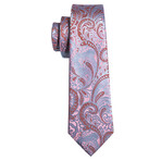 Handmade Silk Tie // Salmon + Light Blue