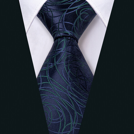Handmade Silk Tie // Navy Blue Pattern