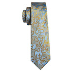 Handmade Silk Tie // Light Blue + Gold