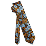Handmade Silk Tie // Brown + Light Blue