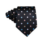 Handmade Silk Tie // Black + Multicolor Dots