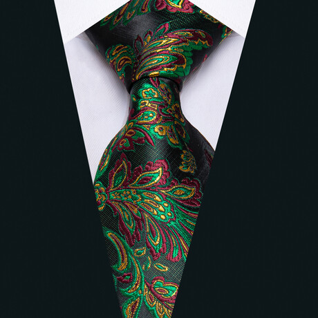 Handmade Silk Tie // Black + Green