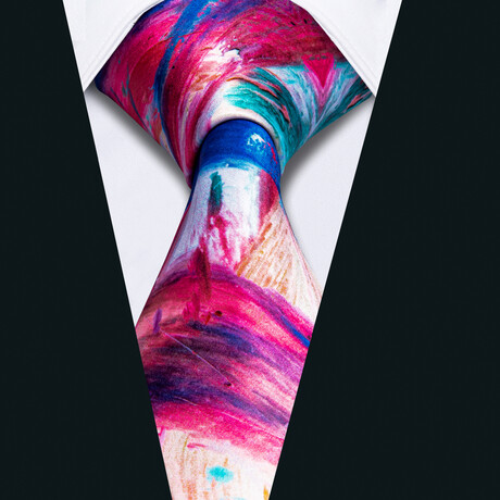 Handmade Silk Tie // Multicolor Brush Strokes