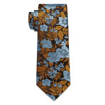 Handmade Silk Tie // Brown + Light Blue