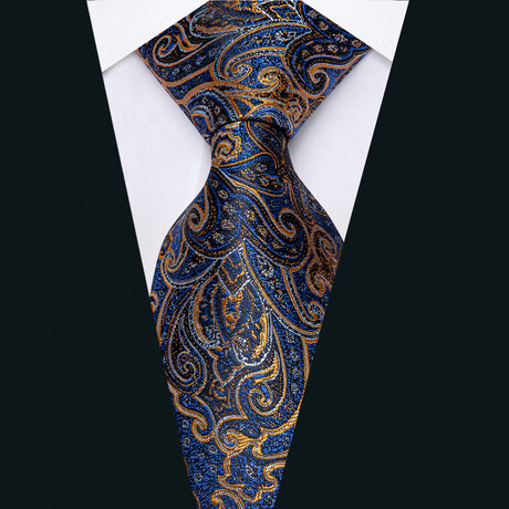 Handmade Silk Tie // Blue + Bronze