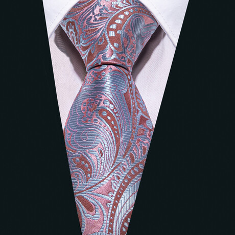 Handmade Silk Tie // Salmon + Light Blue