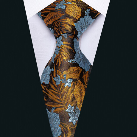 Handmade Silk Tie // Brown + Light Blue