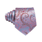 Handmade Silk Tie // Salmon + Light Blue