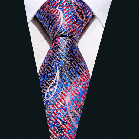 Handmade Silk Tie // Red + Blue