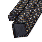 Handmade Silk Tie //  Yellow- Blue Pattern + Black