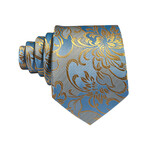 Handmade Silk Tie // Light Blue + Gold