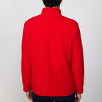 Quarter Black Zip Up Sweatshirt // Red (M)