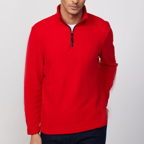 Quarter Black Zip Up Sweatshirt // Red (XS)