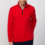 Quarter Black Zip Up Sweatshirt // Red (M)