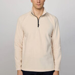 Quarter Black Zip Up Sweatshirt // Beige (L)