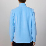 Quarter Black Zip Up Sweatshirt // Light Blue (L)