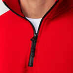 Quarter Black Zip Up Sweatshirt // Red (M)