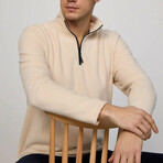 Quarter Black Zip Up Sweatshirt // Beige (XL)