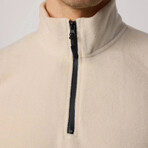 Quarter Black Zip Up Sweatshirt // Beige (L)