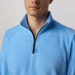 Quarter Black Zip Up Sweatshirt // Light Blue (L)