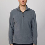 Quarter Black Zip Up Sweatshirt // Gray (L)