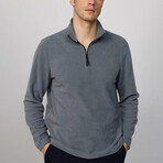 Quarter Black Zip Up Sweatshirt // Gray (L)