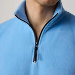 Quarter Black Zip Up Sweatshirt // Light Blue (L)