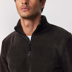 Flannel Quarter Zip Up Sweatshirt // Green (L)