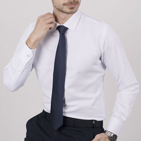 Set of Tie & Button Up Shirt // Navy Solid + White (XS)