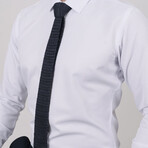 Set of Tie & Button Up Shirt // Navy + White (XS)