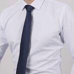 Set of Tie & Button Up Shirt // Navy Solid + White (L)