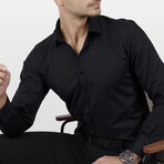 Set of Tie & Button Up Shirt // Burgundy + Black (L)
