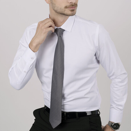 Set of Tie & Button Up Shirt // Black + Gray + White (XS)